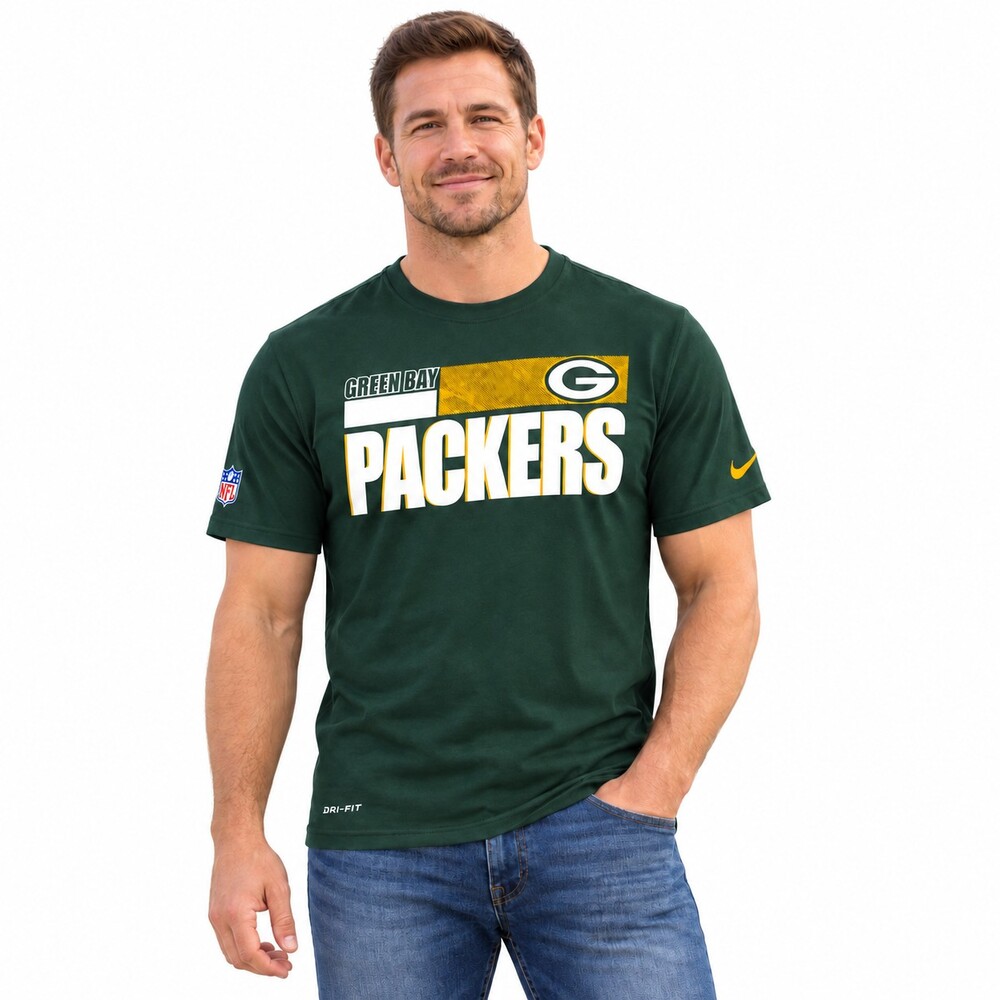 Nike Men's Green Bay Packers Dri-Fit Sideline OnField T-shirt Green Medium